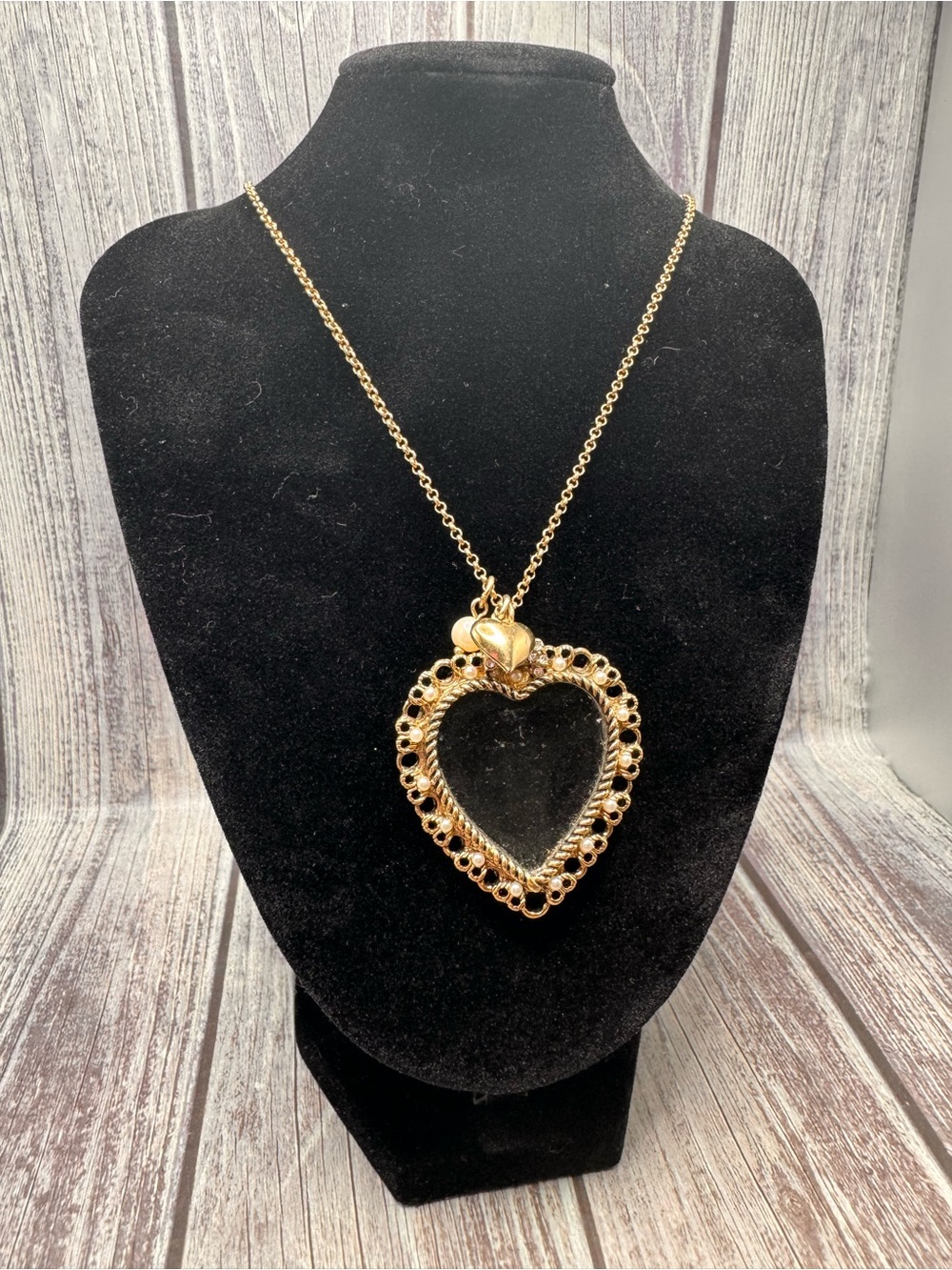 Betsey Johnson Gold tone Necklace with Gold Heart pendant